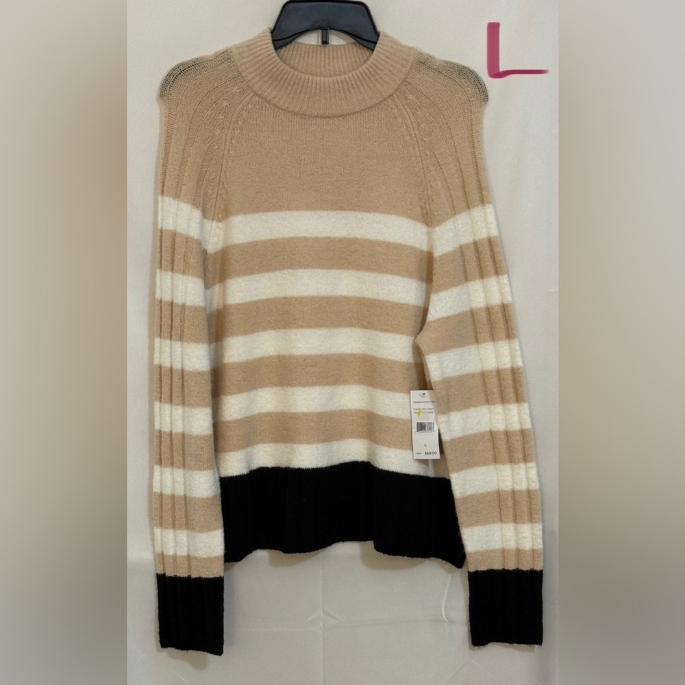 Rafaella Beige and White Striped Sweater